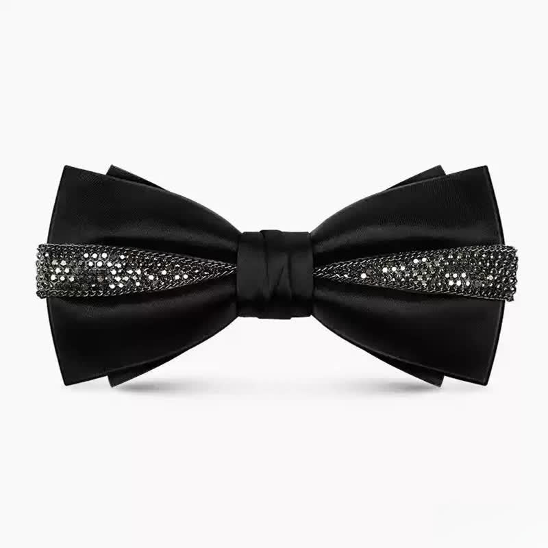 Pajarita de lujo con cadena metálica y brillantes diamantes de imitación para hombre