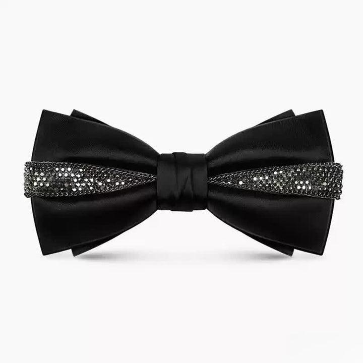 Pajarita de lujo con cadena metálica y brillantes diamantes de imitación para hombre