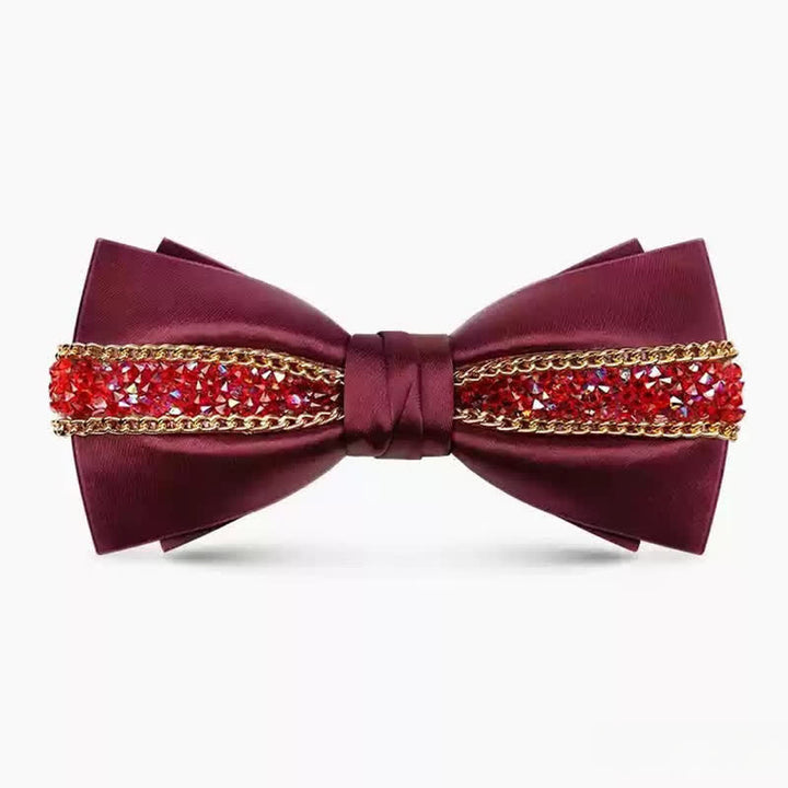 Pajarita de lujo con cadena metálica y brillantes diamantes de imitación para hombre
