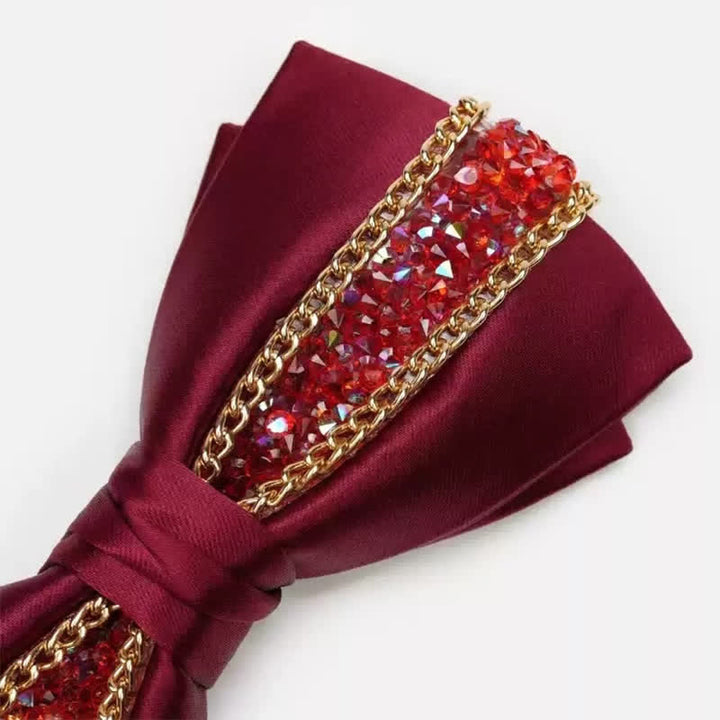 Pajarita de lujo con cadena metálica y brillantes diamantes de imitación para hombre