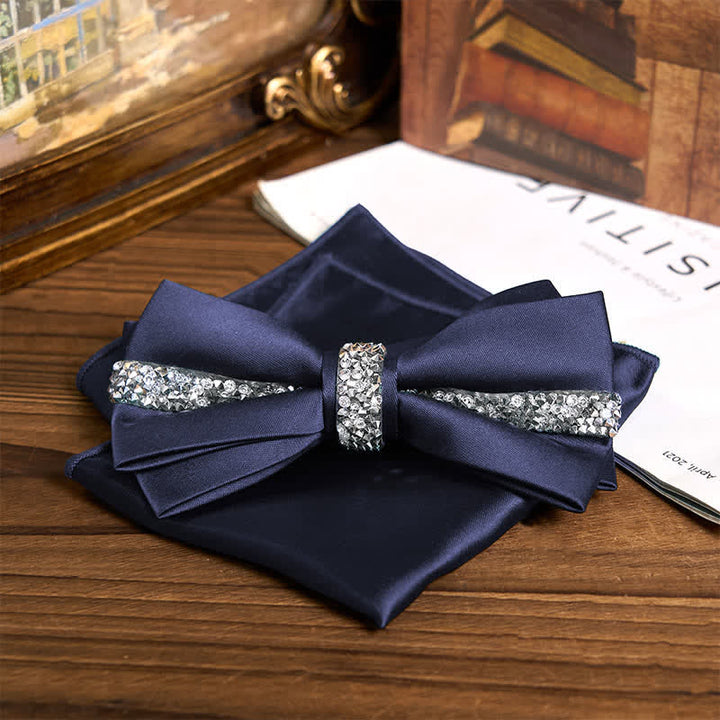 Conjunto de pajarita de satén con brillantes diamantes de imitación para hombre