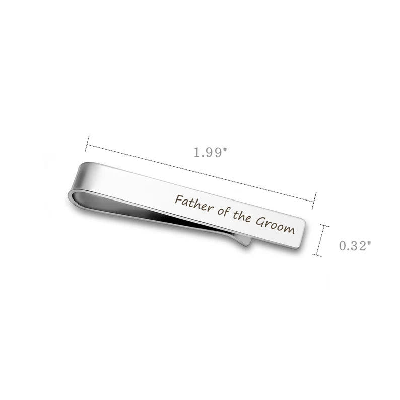 Barra de corbata personalizada con texto para boda