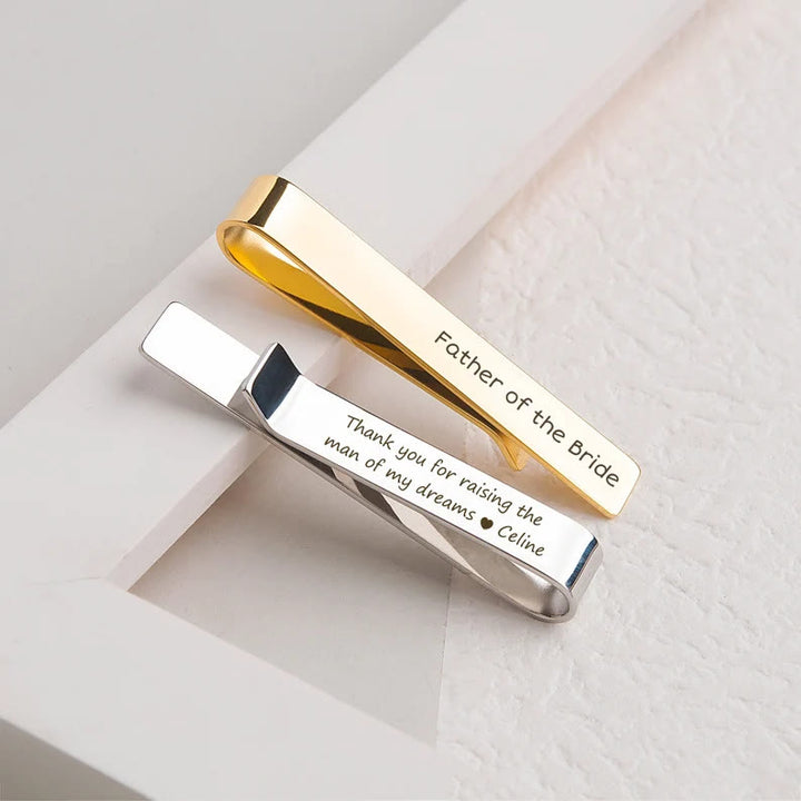 Barra de corbata personalizada con texto para boda