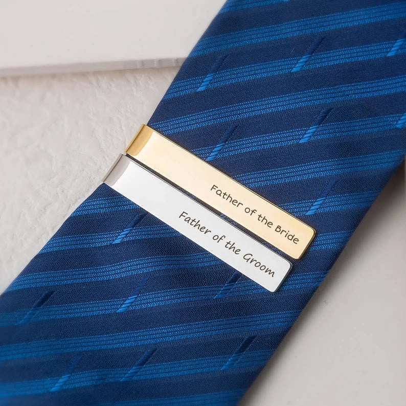 Barra de corbata personalizada con texto para boda