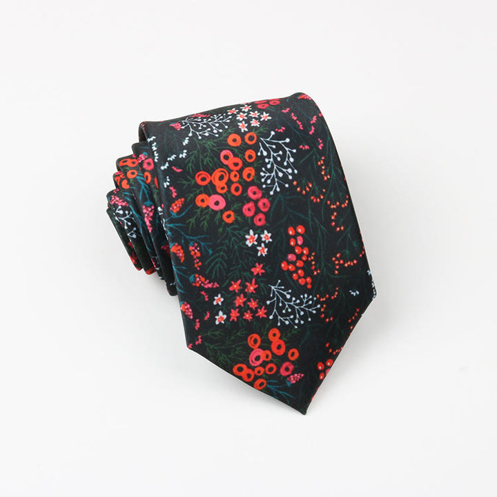 Corbata para hombre con estampado floral de bayas del bosque