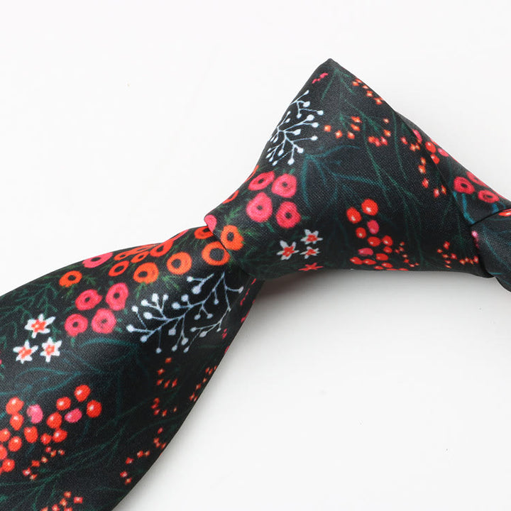 Corbata para hombre con estampado floral de bayas del bosque