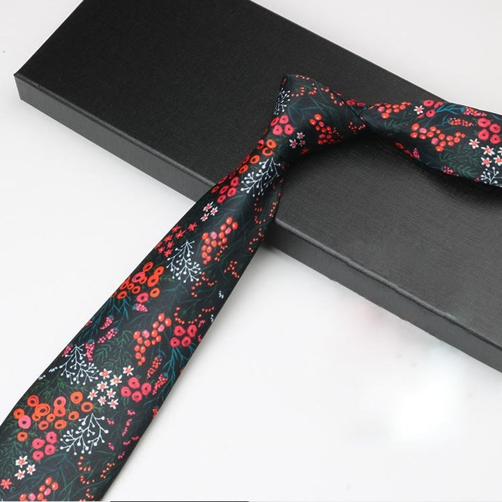 Corbata para hombre con estampado floral de bayas del bosque