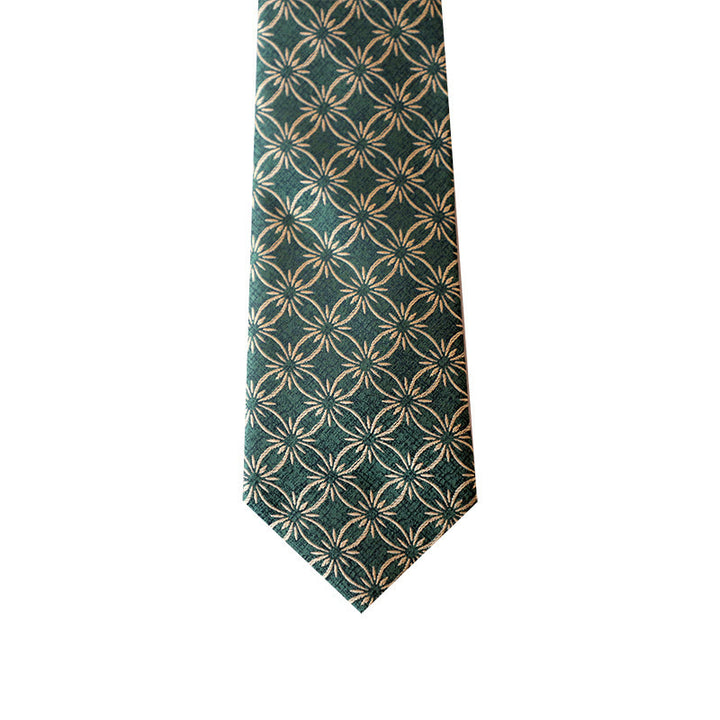 Corbata para hombre con estampado floral de margaritas verdes
