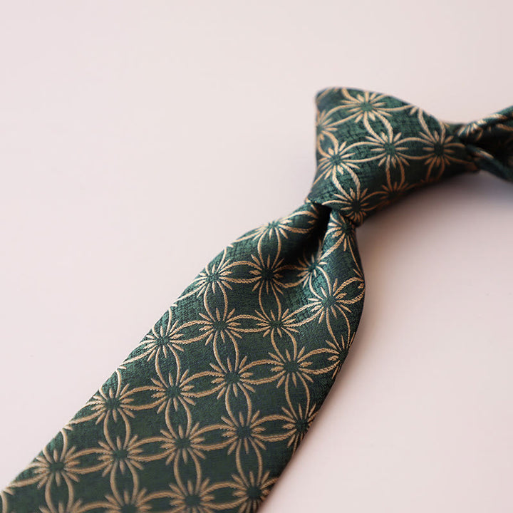 Corbata para hombre con estampado floral de margaritas verdes