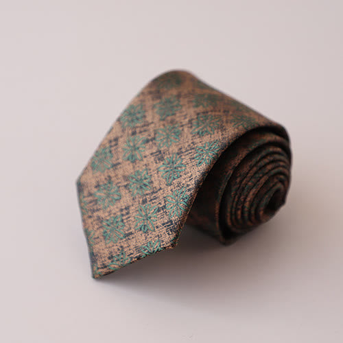 Corbata para hombre con estampado floral de flores moradas y verdes