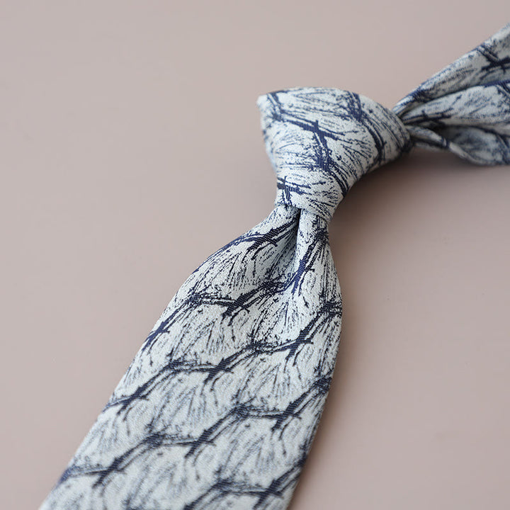 Corbata para hombre con estampado floral de ramas de bosque