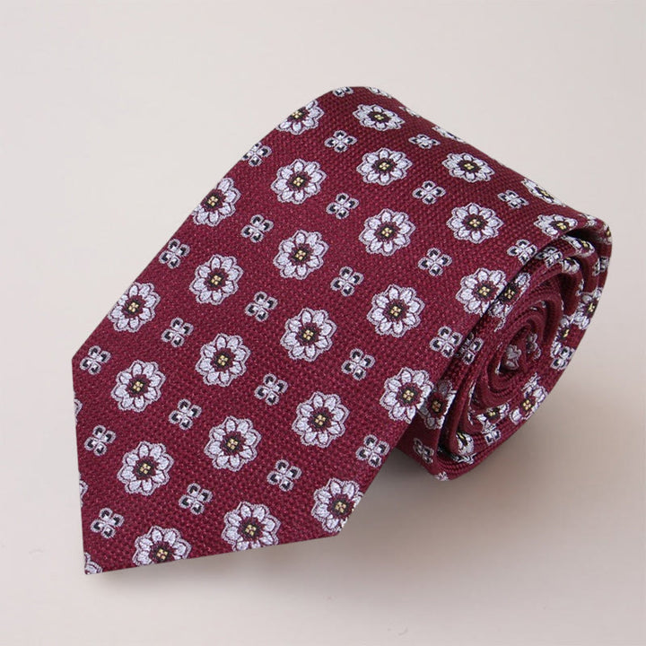 Corbata de seda morera con miniflores azules para hombre