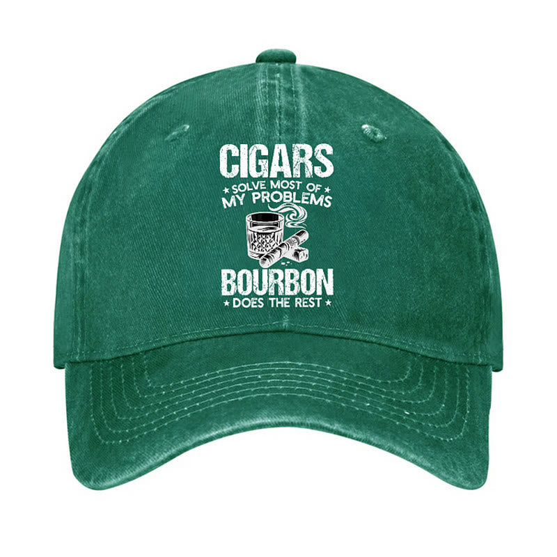Gorra de béisbol ajustable "Los puros y el vino solucionan problemas"