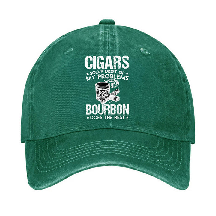 Gorra de béisbol ajustable "Los puros y el vino solucionan problemas"