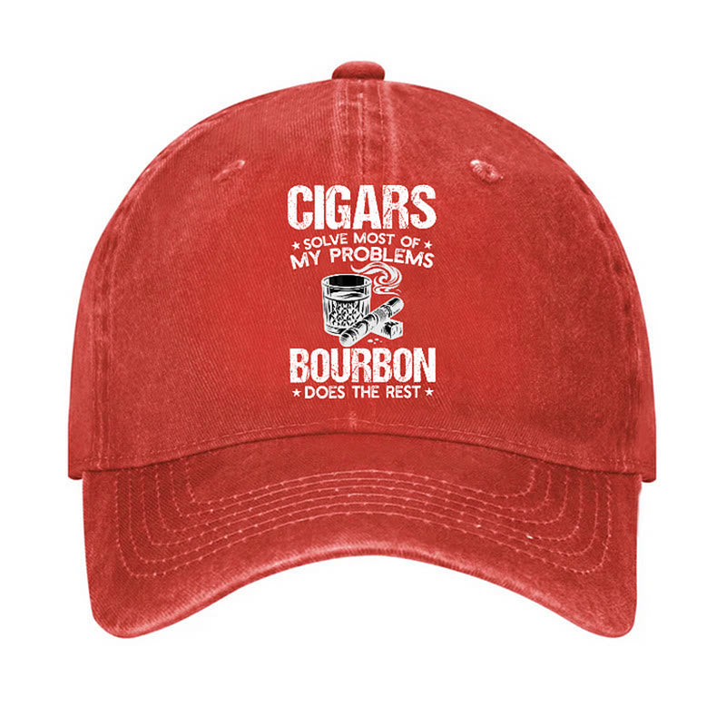 Gorra de béisbol ajustable "Los puros y el vino solucionan problemas"