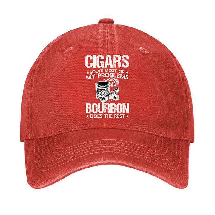 Gorra de béisbol ajustable "Los puros y el vino solucionan problemas"