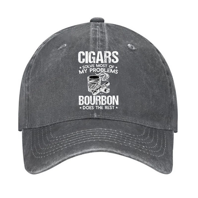 Gorra de béisbol ajustable "Los puros y el vino solucionan problemas"