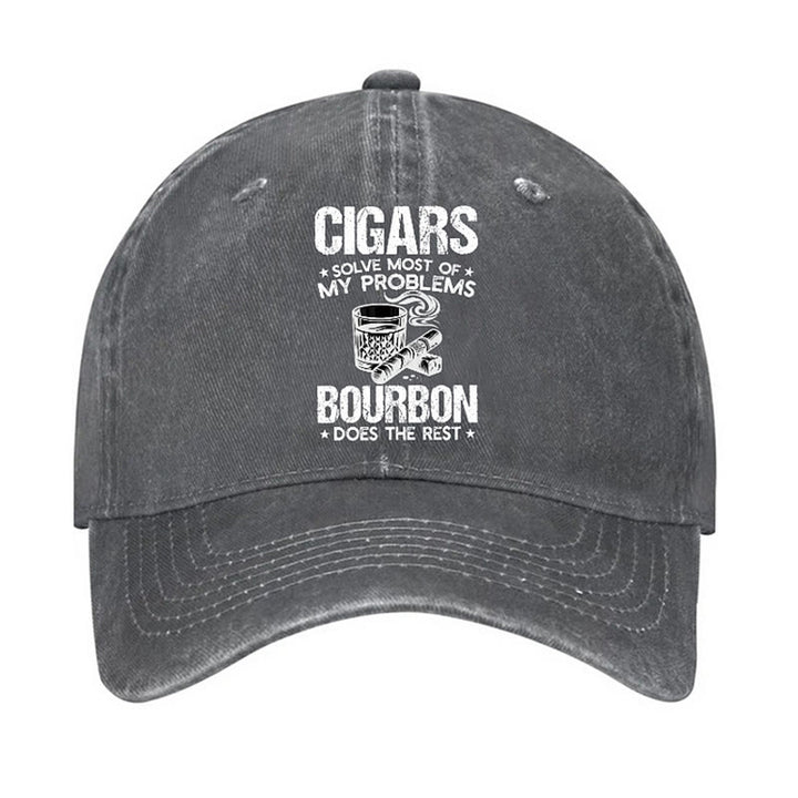 Gorra de béisbol ajustable "Los puros y el vino solucionan problemas"