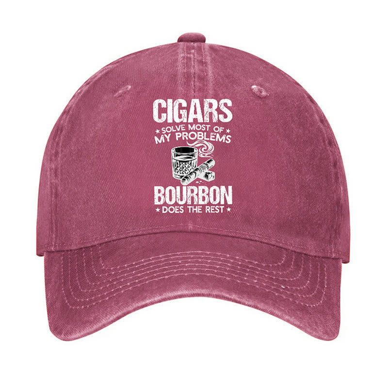 Gorra de béisbol ajustable "Los puros y el vino solucionan problemas"