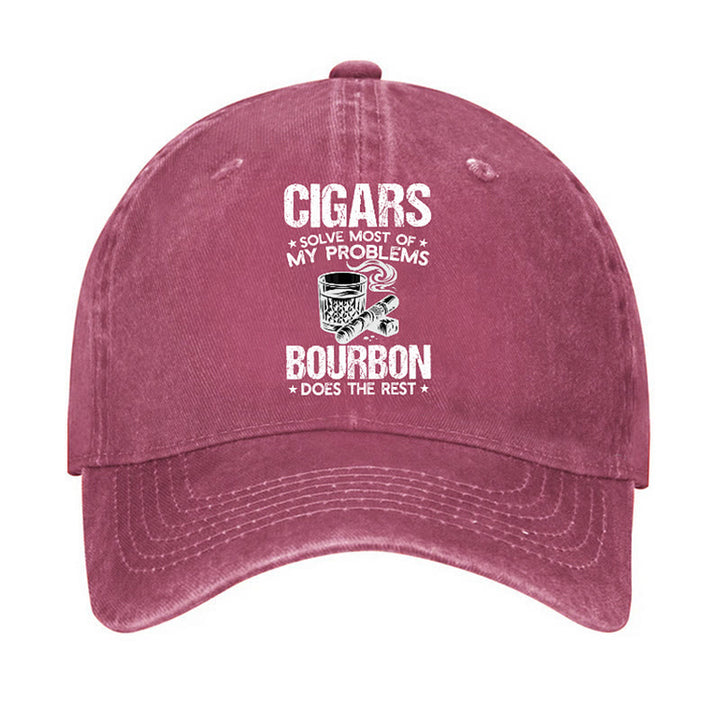 Gorra de béisbol ajustable "Los puros y el vino solucionan problemas"