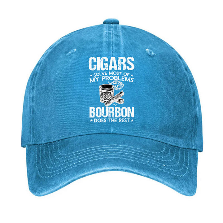 Gorra de béisbol ajustable "Los puros y el vino solucionan problemas"