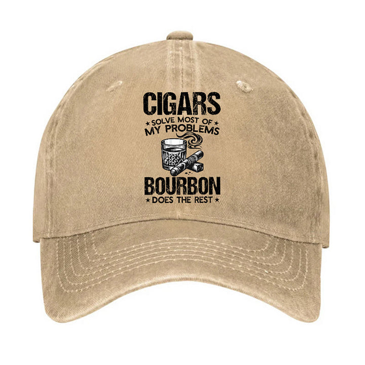 Gorra de béisbol ajustable "Los puros y el vino solucionan problemas"