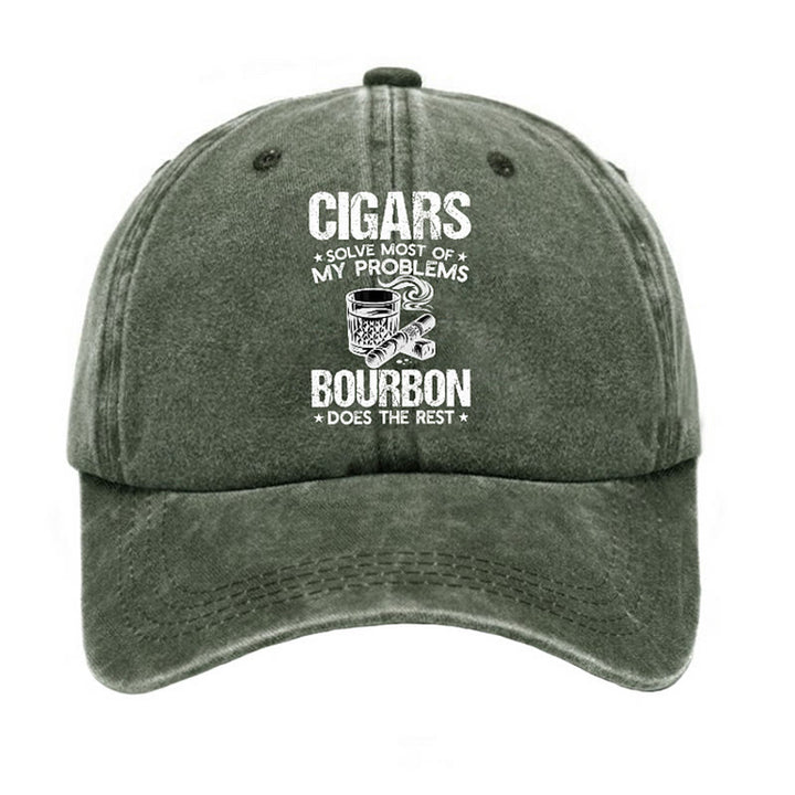 Gorra de béisbol ajustable "Los puros y el vino solucionan problemas"
