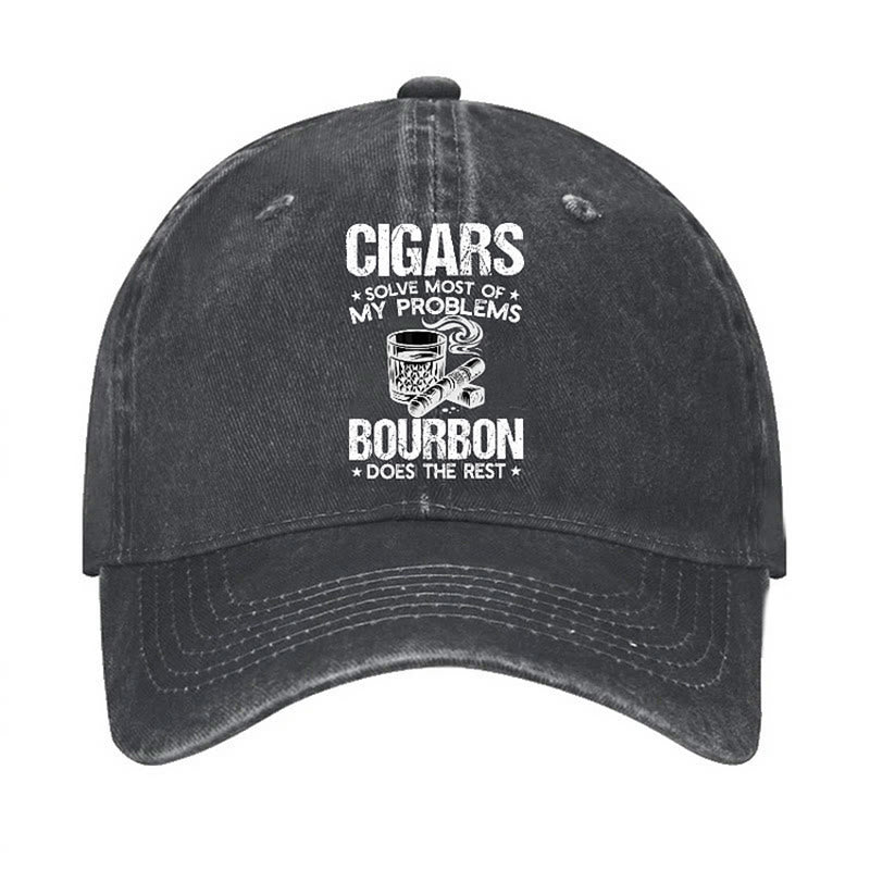 Gorra de béisbol ajustable "Los puros y el vino solucionan problemas"