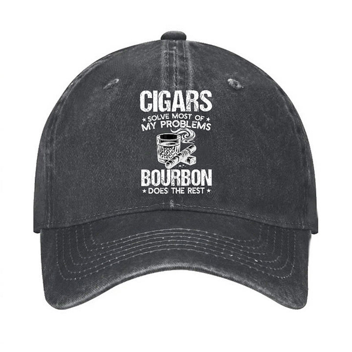 Gorra de béisbol ajustable "Los puros y el vino solucionan problemas"