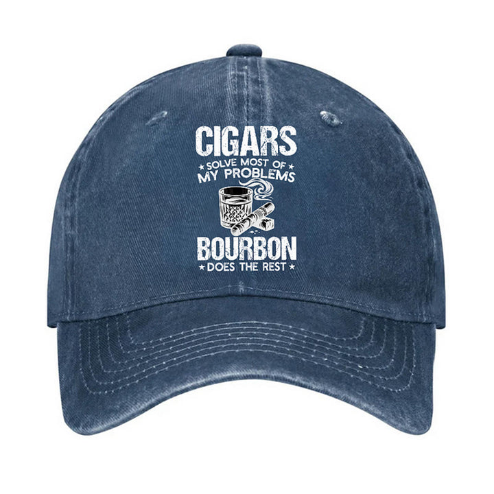 Gorra de béisbol ajustable "Los puros y el vino solucionan problemas"