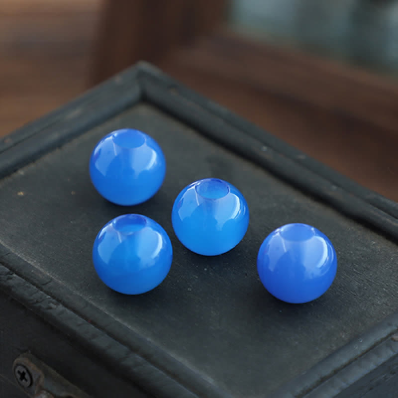 Colgante de ágata azul redondo sencillo hecho a mano con lazo bolo
