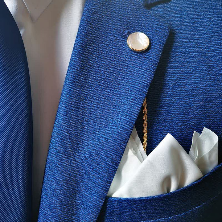 Broche de traje con cadena de solapa de concha natural para hombre con cadena colgante