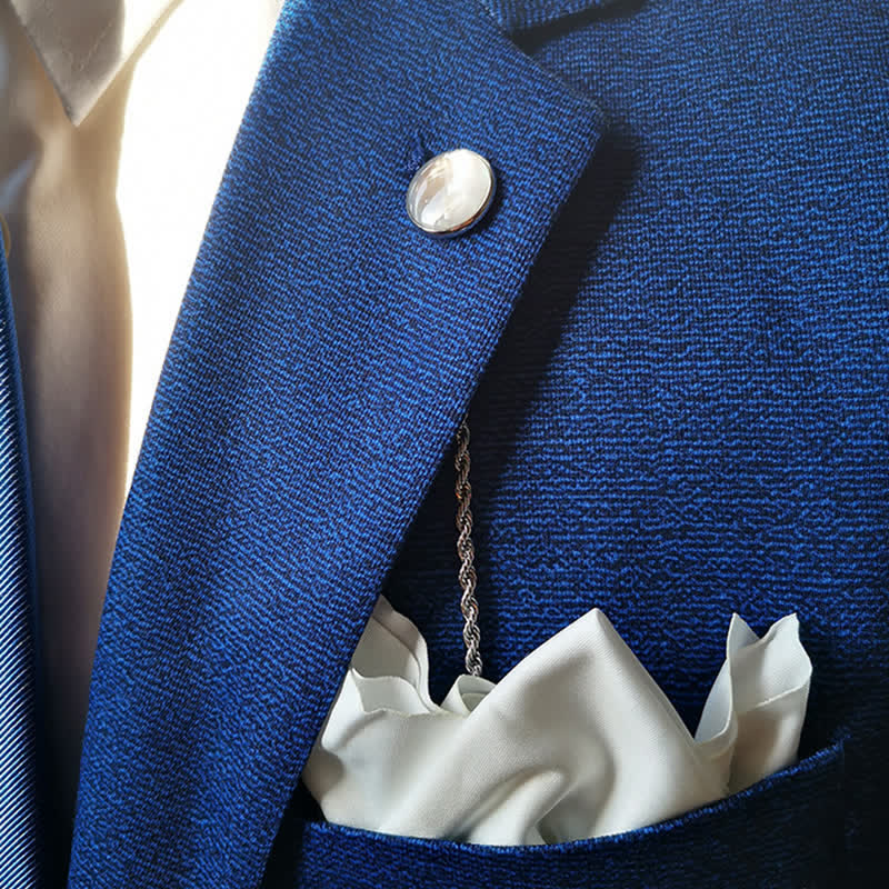 Broche de traje con cadena de solapa de concha natural para hombre con cadena colgante