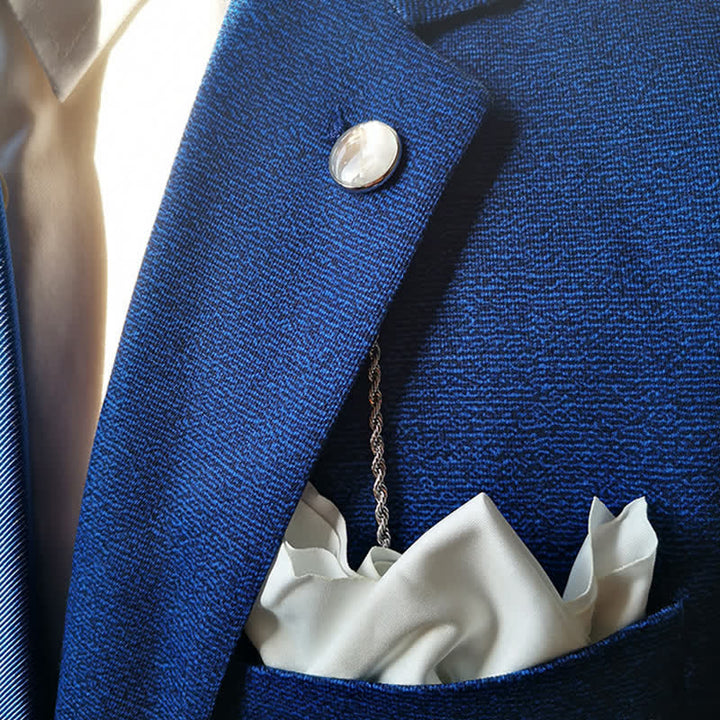 Broche de traje con cadena de solapa de concha natural para hombre con cadena colgante