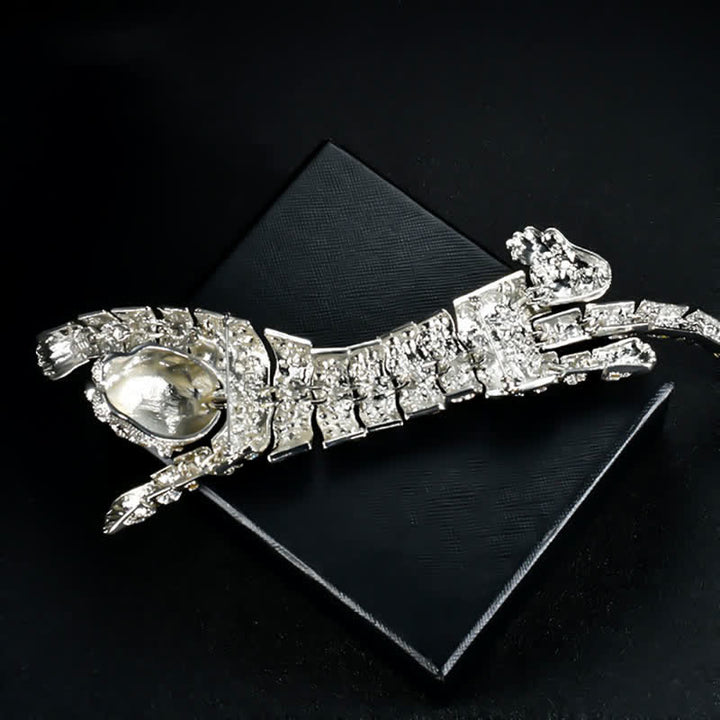 Broche grande de lujo con brillantes diamantes de imitación de tigre majestuoso para hombre