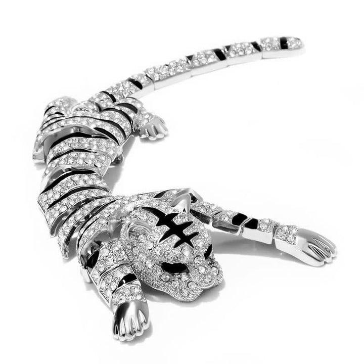 Broche grande de lujo con brillantes diamantes de imitación de tigre majestuoso para hombre