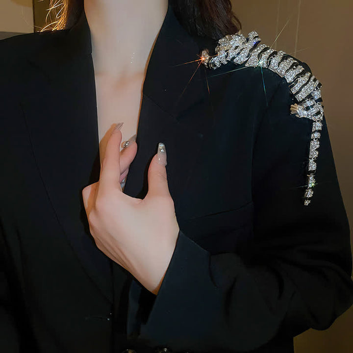 Broche grande de lujo con brillantes diamantes de imitación de tigre majestuoso para hombre
