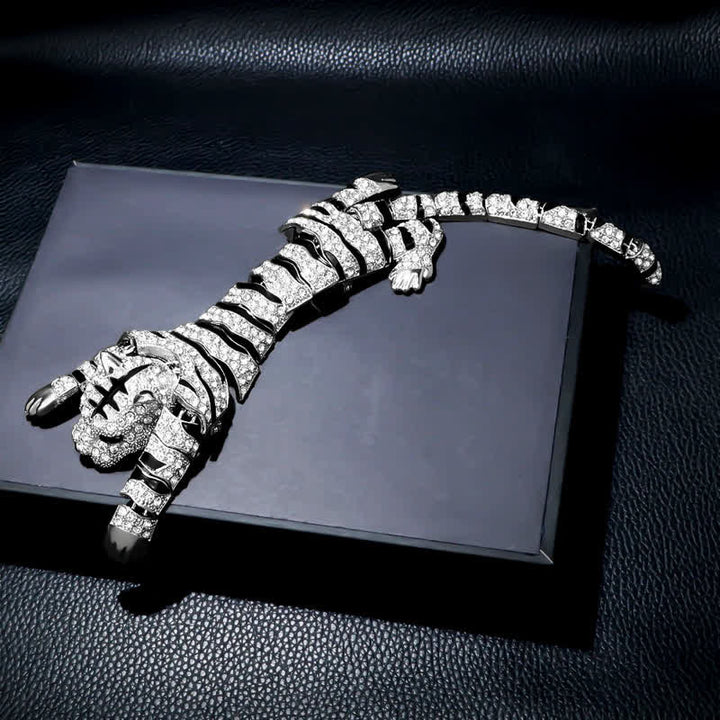 Broche grande de lujo con brillantes diamantes de imitación de tigre majestuoso para hombre