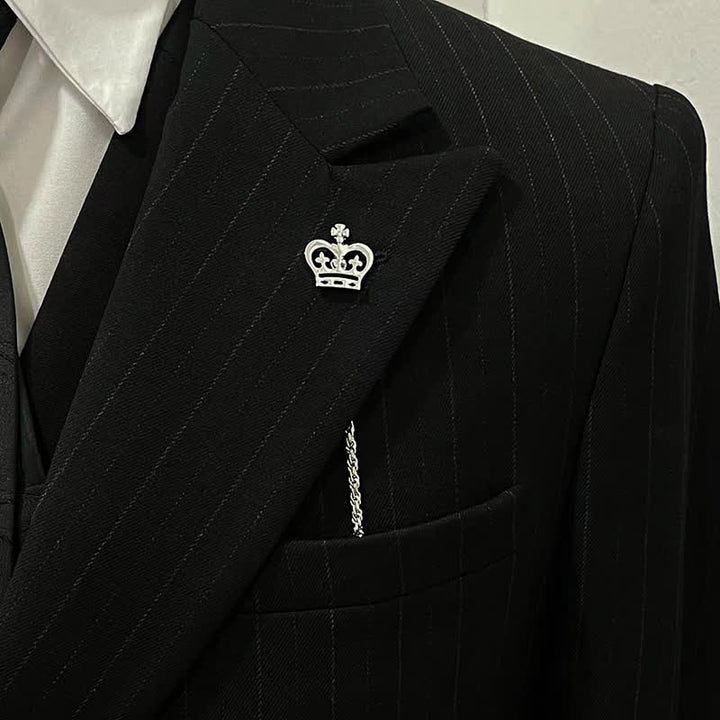 Broche de cadena para solapa con tachuelas para camisa de hombre con cadena colgante