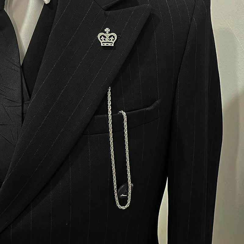 Broche de cadena para solapa con tachuelas para camisa de hombre con cadena colgante