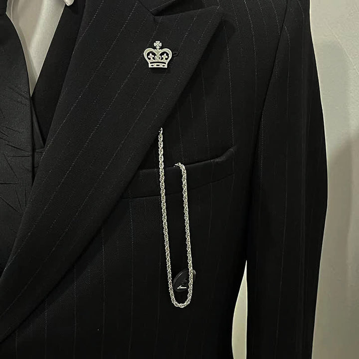Broche de cadena para solapa con tachuelas para camisa de hombre con cadena colgante