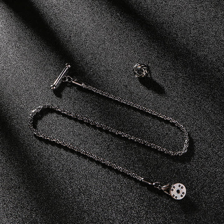 Broche de cadena para solapa con tachuelas para camisa de hombre con cadena colgante