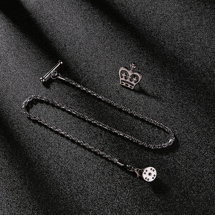 Broche de cadena para solapa con tachuelas para camisa de hombre con cadena colgante