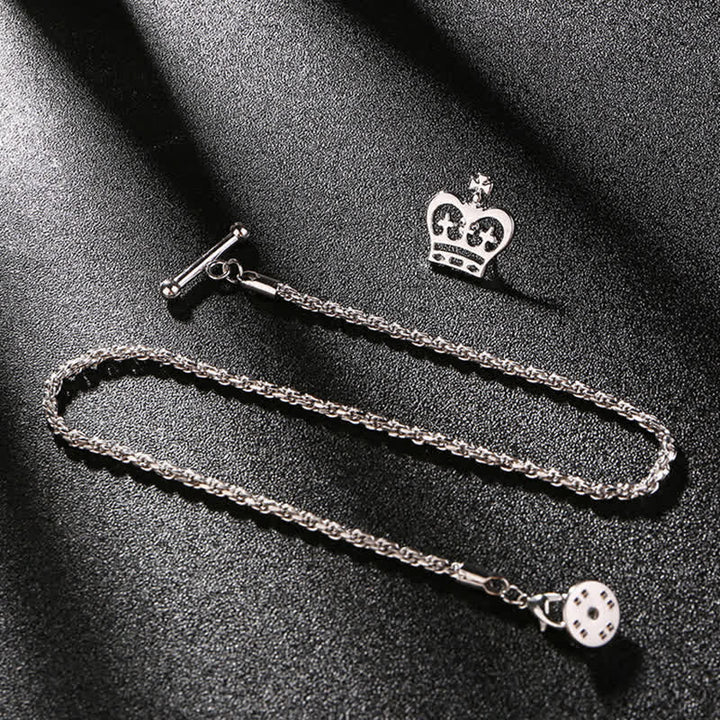 Broche de cadena para solapa con tachuelas para camisa de hombre con cadena colgante