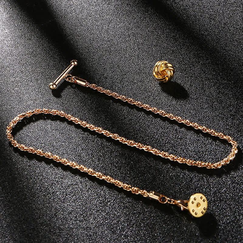 Broche de cadena para solapa con tachuelas para camisa de hombre con cadena colgante