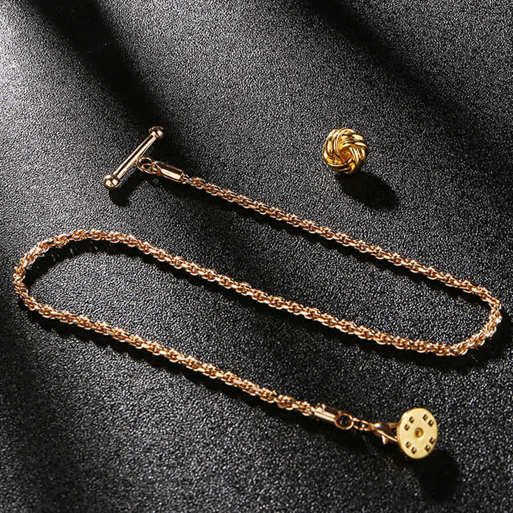 Broche de cadena para solapa con tachuelas para camisa de hombre con cadena colgante