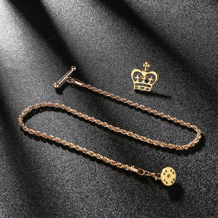 Broche de cadena para solapa con tachuelas para camisa de hombre con cadena colgante