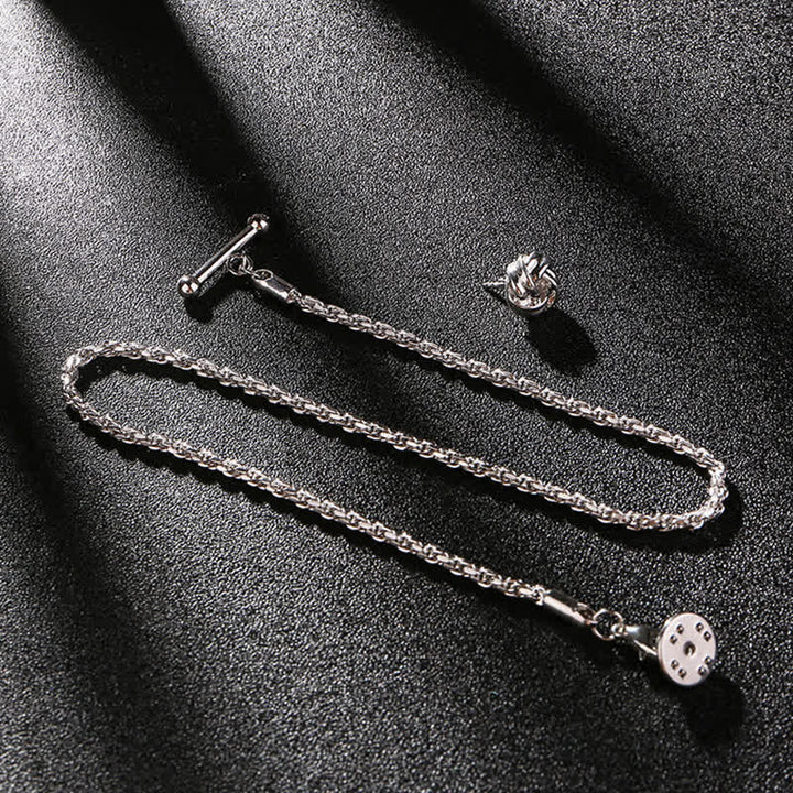 Broche de cadena para solapa con tachuelas para camisa de hombre con cadena colgante