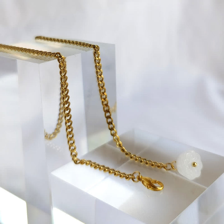 Broche de cadena de solapa con piedra natural bañada en oro de 18 quilates para hombre con cadena colgante