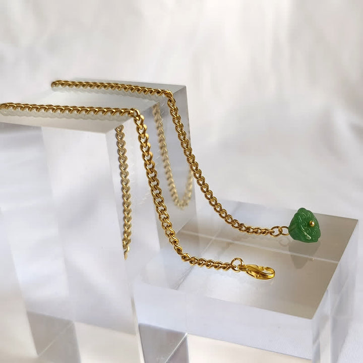 Broche de cadena de solapa con piedra natural bañada en oro de 18 quilates para hombre con cadena colgante